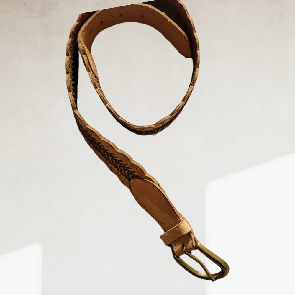 ANOTHER LINE | Vintage Tan Leather Belt Sz.M - Picture 5 of 7